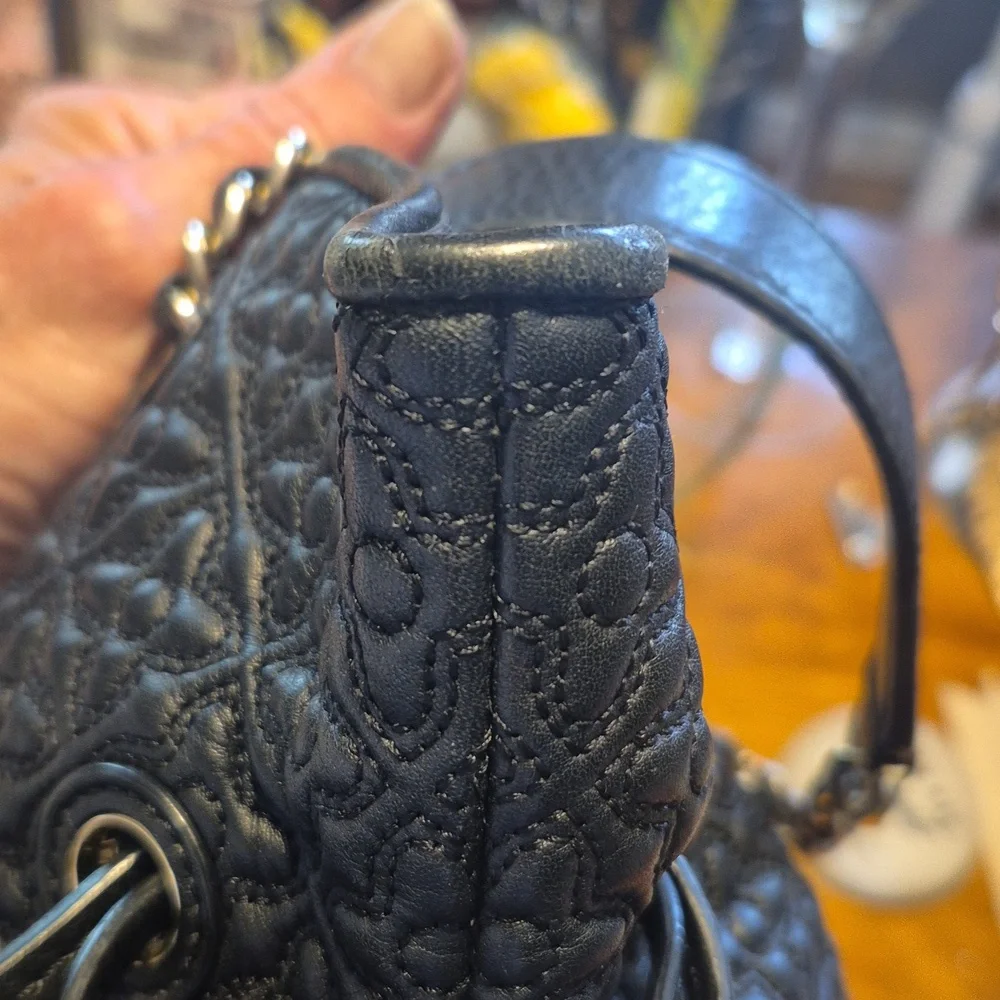 Tory Burch Black Quilted Leather Chain-Handle Crossbody Tote